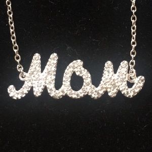 Avon Sterling Silver Mom Pave Necklace